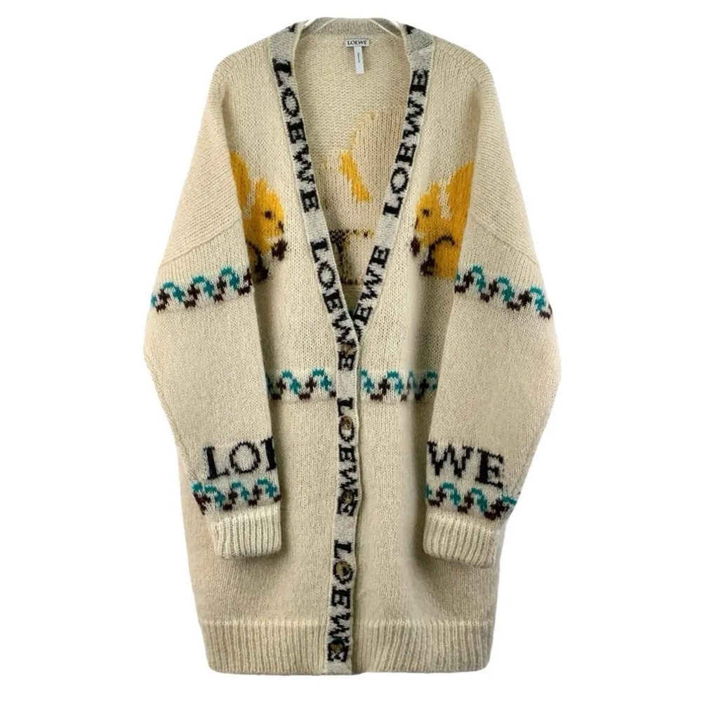 Loewe knitwear wool Cream  Cardigan Size XS OVERSIZED